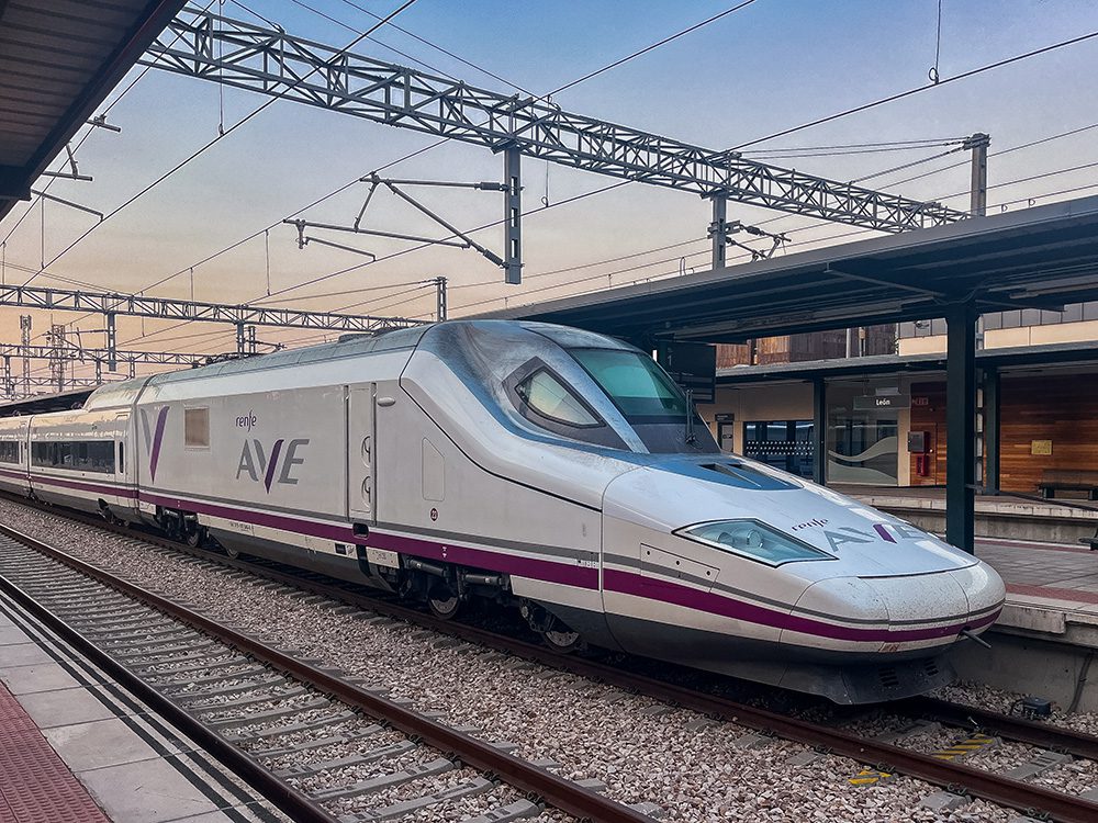 Renfe AVE high-speed train at León railway station at the end of our Camino